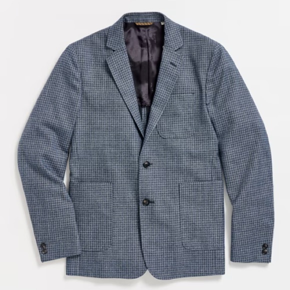 $798 NWT Billy Reid Archie Jacket 48 Navy Blue Herringbone Check Men's Blazer